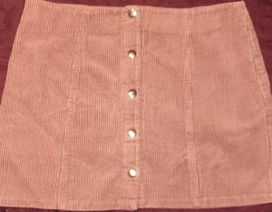 Light Pink Corduroy Mini Button Down Skirt